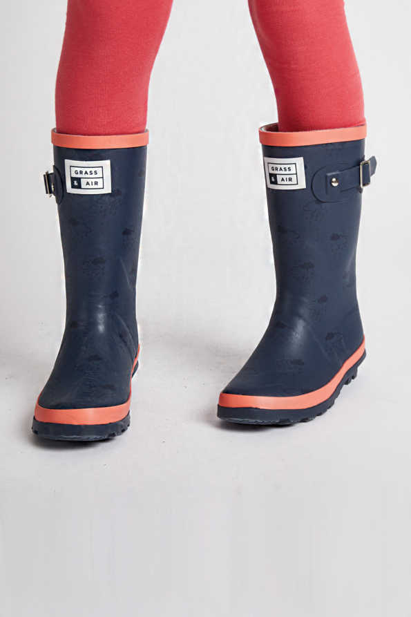Grass & Air Junior Adventure Boots with Bag - Navy Coral