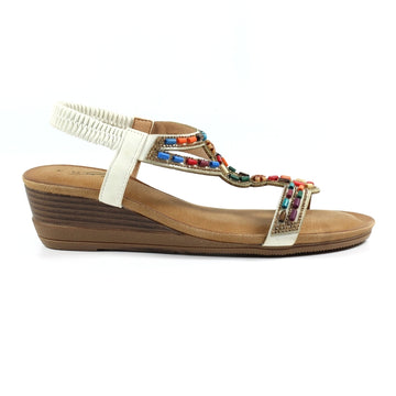 Lunar JLH478 WT Epsom White Wedge Sandal