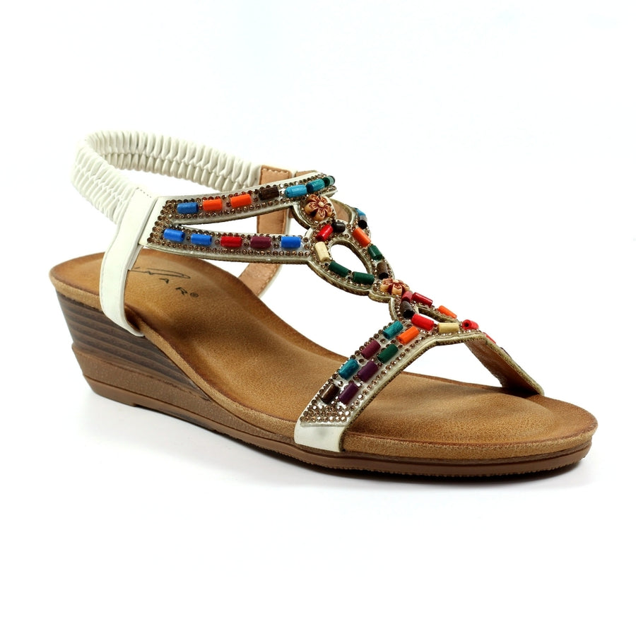 Lunar JLH478 WT Epsom White Wedge Sandal