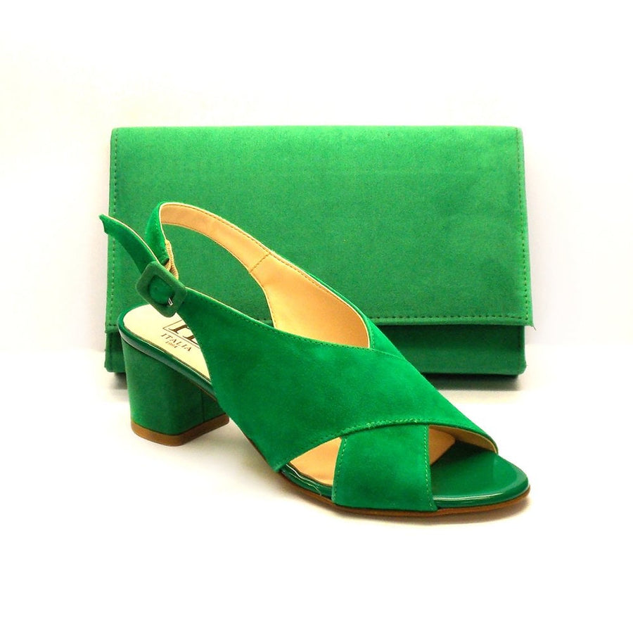 HB F2049 Green Suede Heeled Sandals