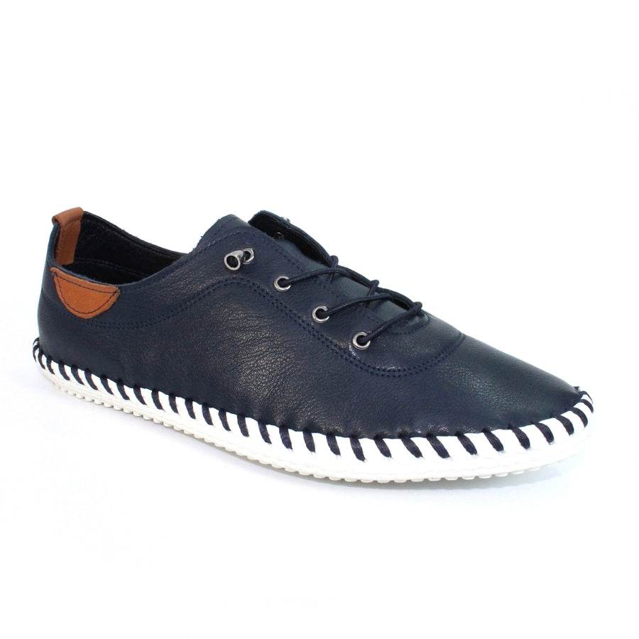 Lunar FLE030 BL - St Ives Navy Leather Plimsoll