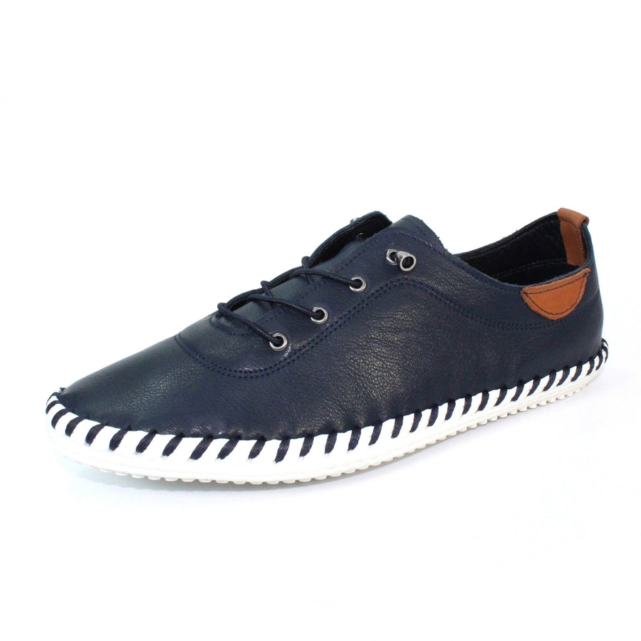 Lunar FLE030 BL - St Ives Navy Leather Plimsoll