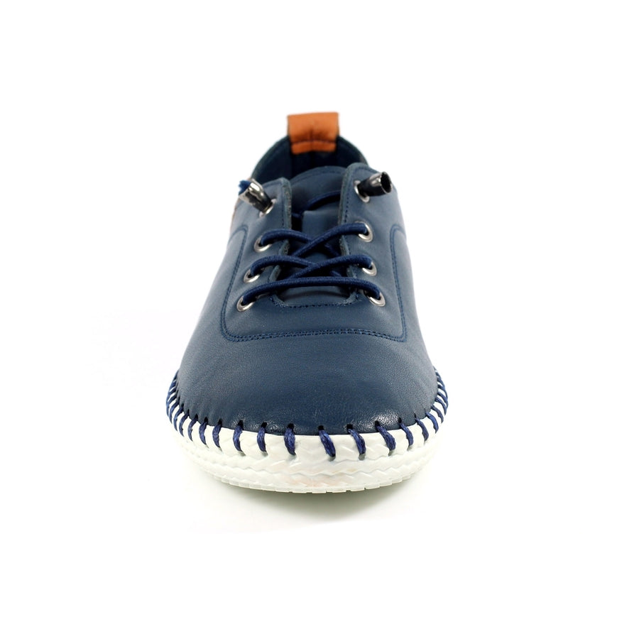 Lunar FLE030 BL - St Ives Navy Leather Plimsoll