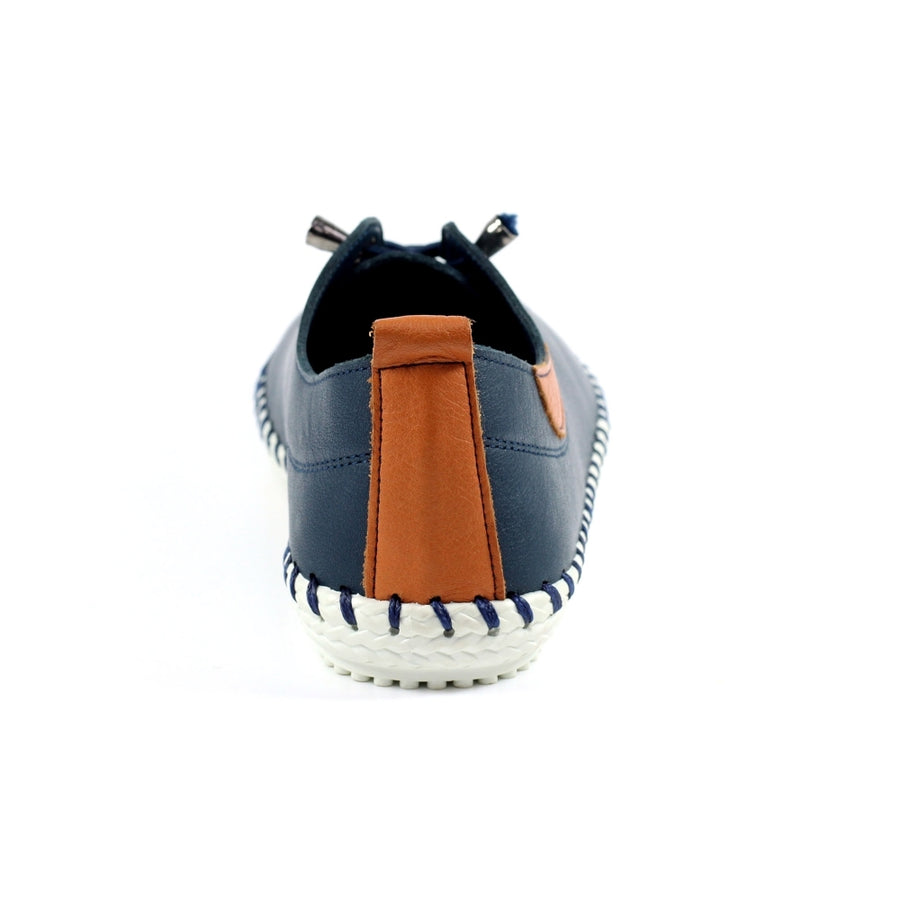 Lunar FLE030 BL - St Ives Navy Leather Plimsoll