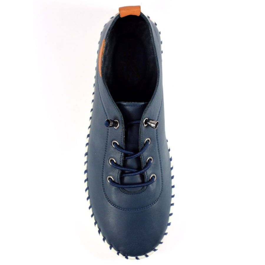 Lunar FLE030 BL - St Ives Navy Leather Plimsoll