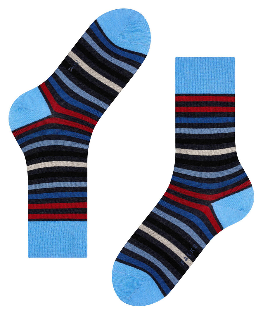 Falke 13279 6278 Tinted Stripe Sock Dark Sapphire/Scarlett