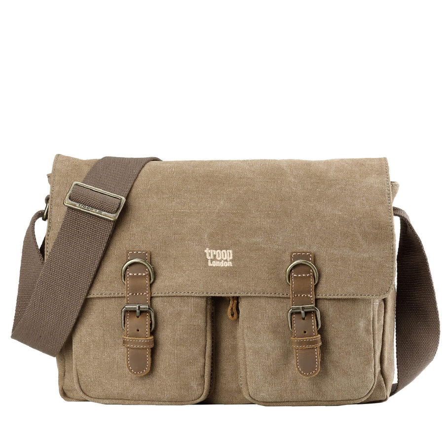 Troop London TRP0210 Classic Messenger Bag in Brown