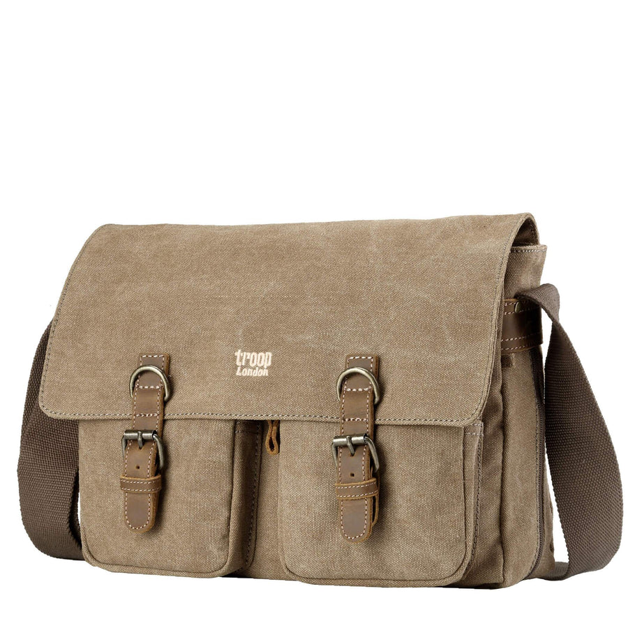 Troop London TRP0210 Classic Messenger Bag in Brown