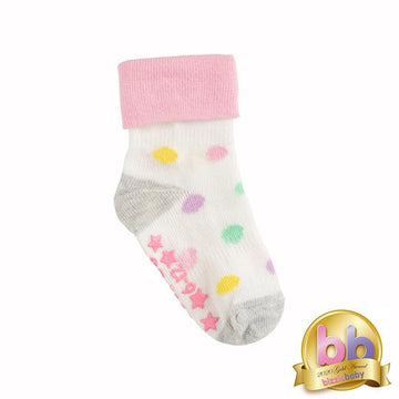 The Little Sock Company Original non-slip, stay-on socks in Cream with Rainbow Spot