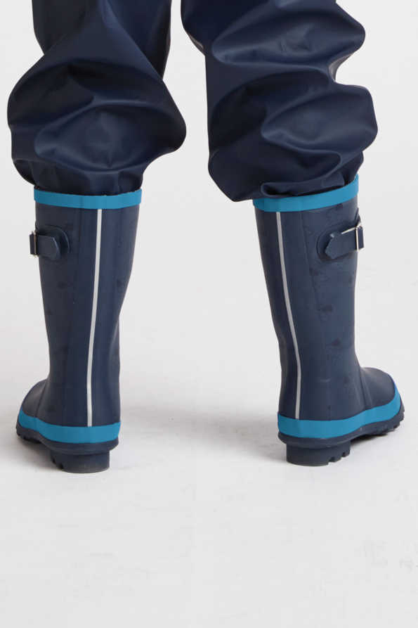 Grass & Air Junior Adventure Boots with Bag - Navy Turquoise