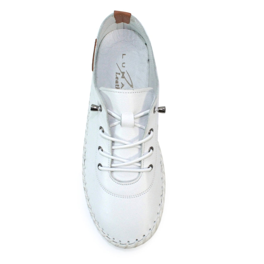 Lunar FLE030 WT St Ives White Leather Plimsoll