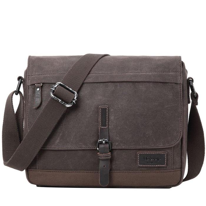 Troop London TRP0443  Heritage Messenger Bag in Dark Brown